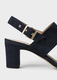 Katrina Suede Block Heel Sandals, Navy, hi-res