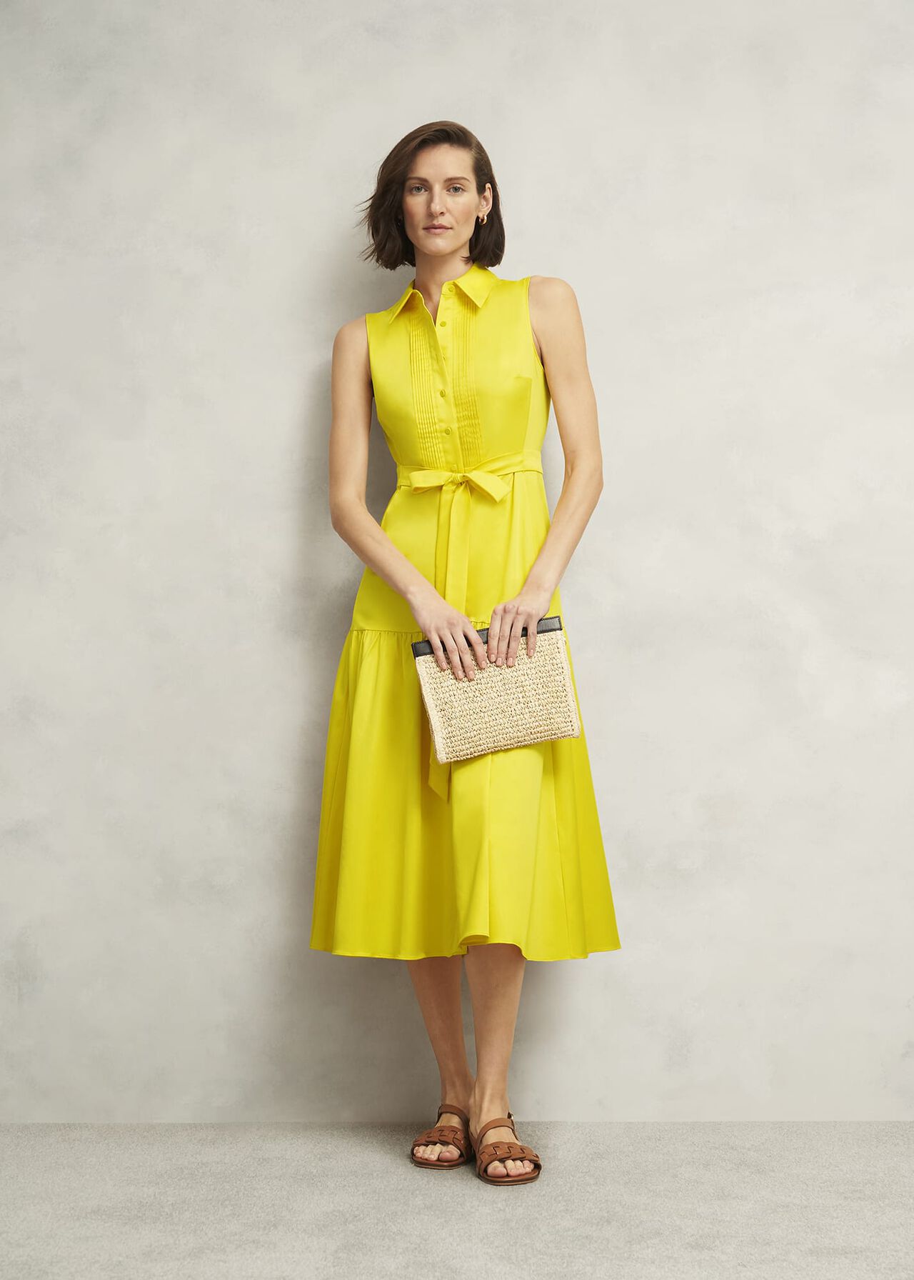 Carsington Cotton Shirt Dress, Sun Yellow, hi-res