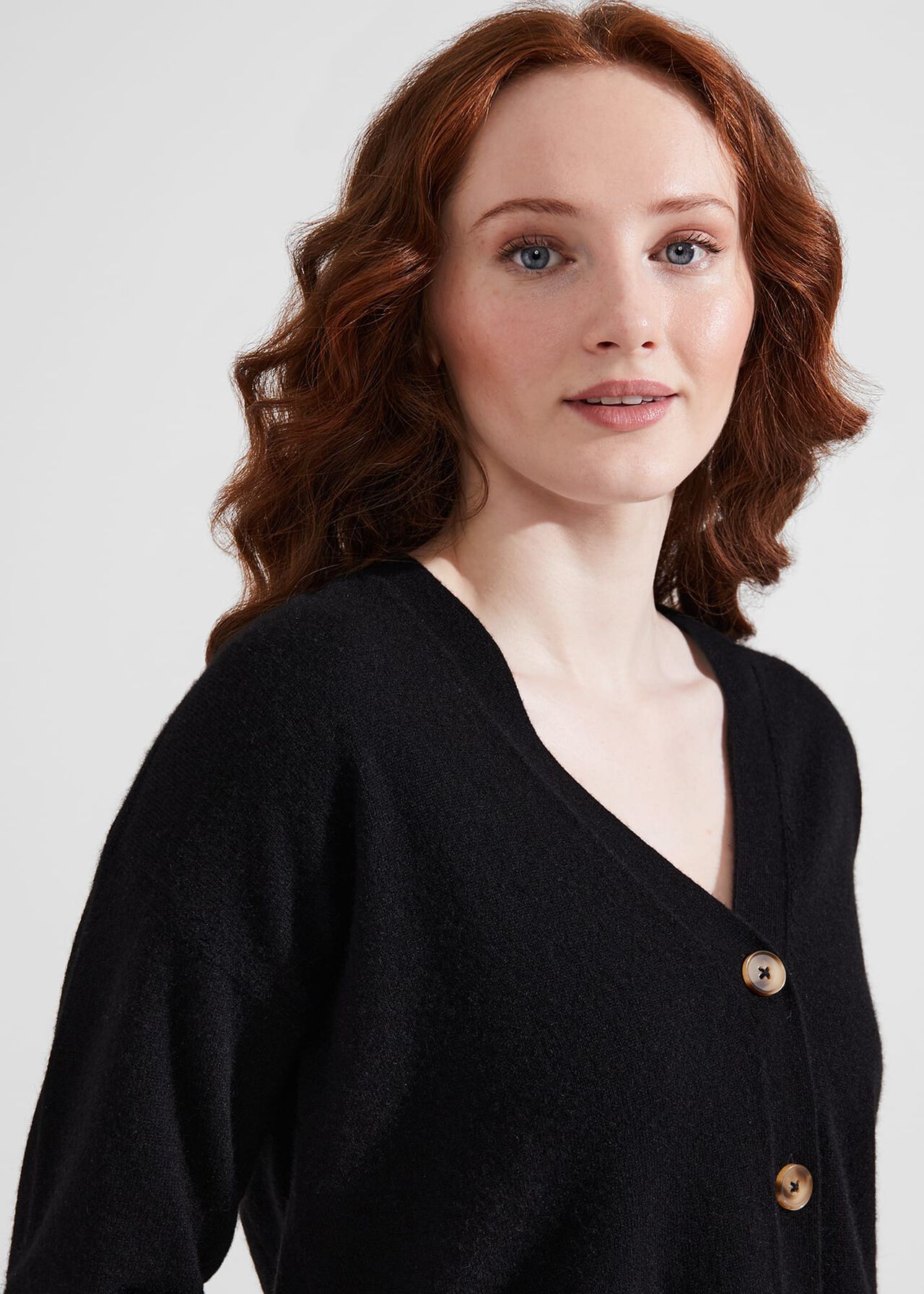 Karina Cashmere Cardigan, Black, hi-res