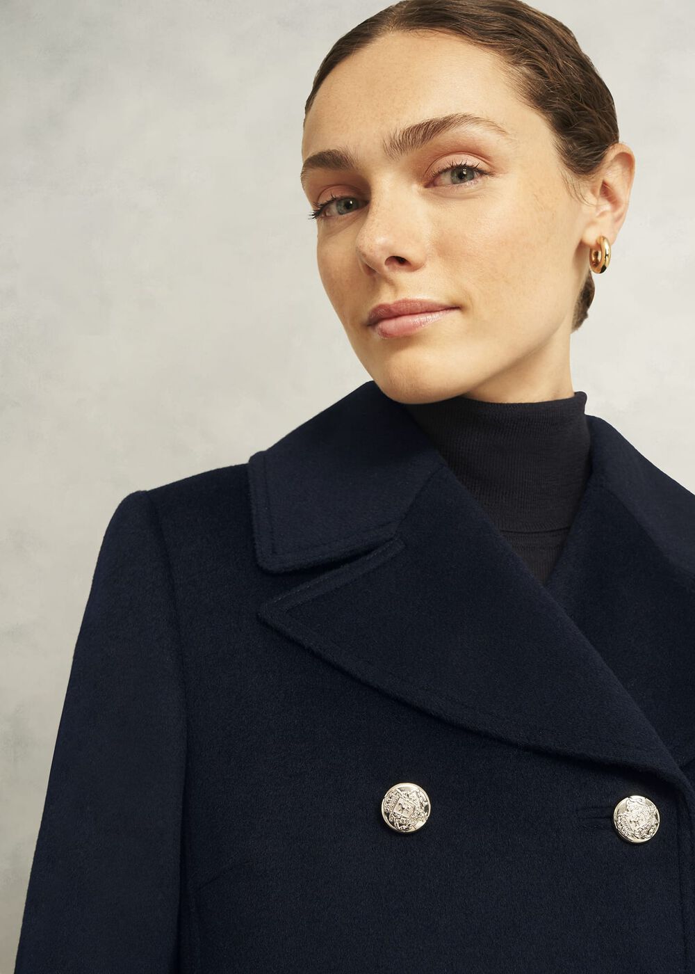 Larna Wool Coat, Navy, hi-res