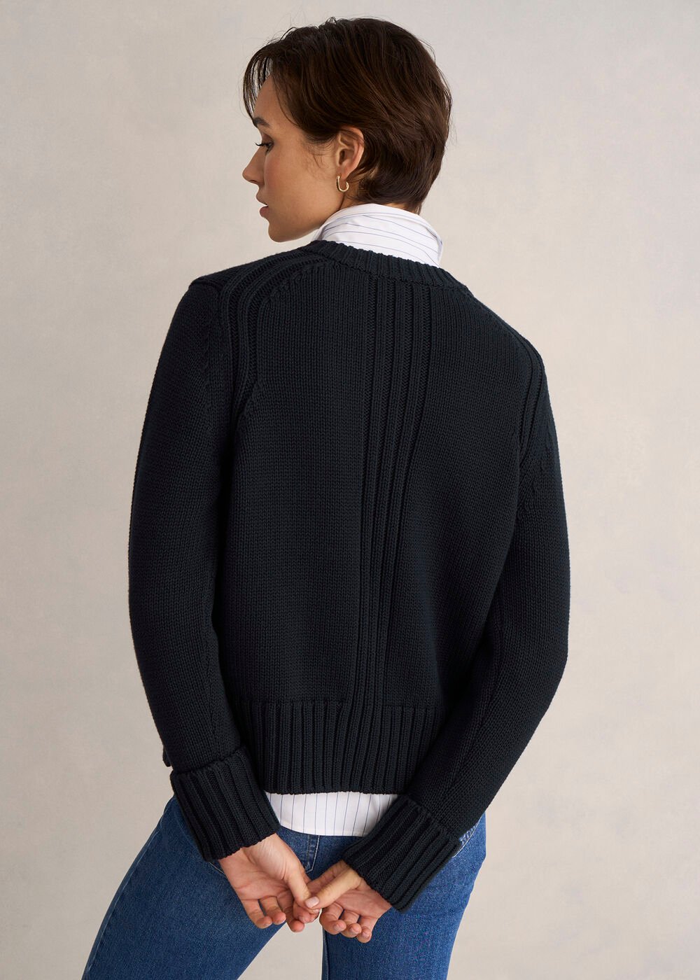 Coco Cotton Cardigan, Navy, hi-res