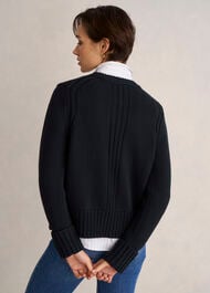 Coco Cotton Cardigan, Navy, hi-res