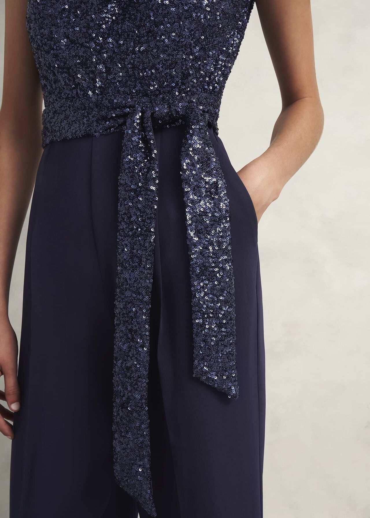 Zuri Sequin Jumpsuit, Midnight Navy, hi-res