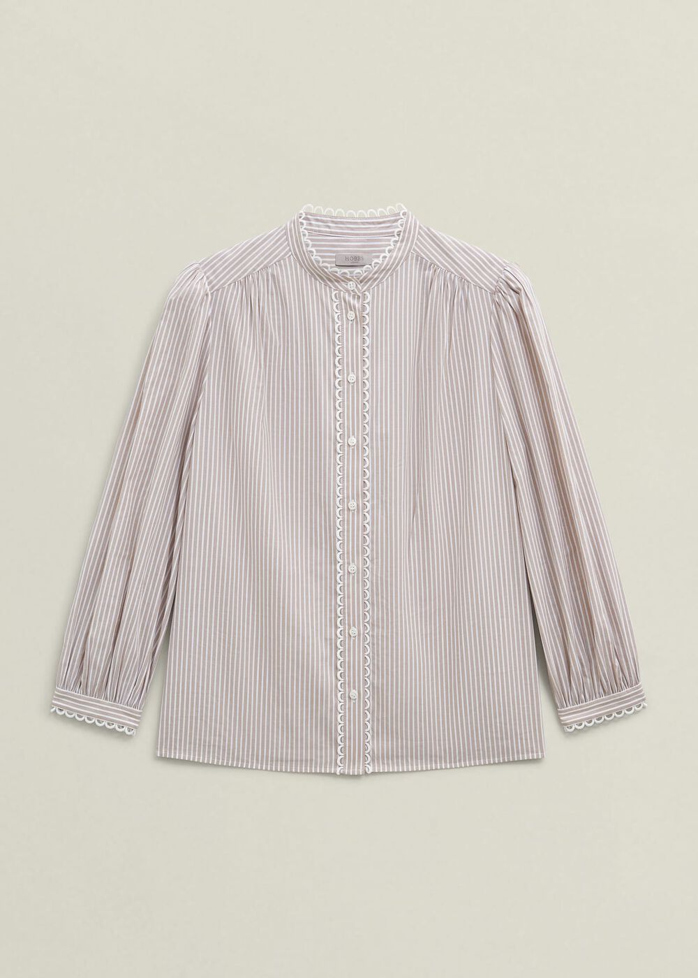 Becca Cotton Stripe Blouse, Neutral Stripe, hi-res
