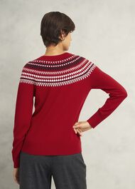 Greta Fairisle Jumper With Cashmere, Red Multi, hi-res