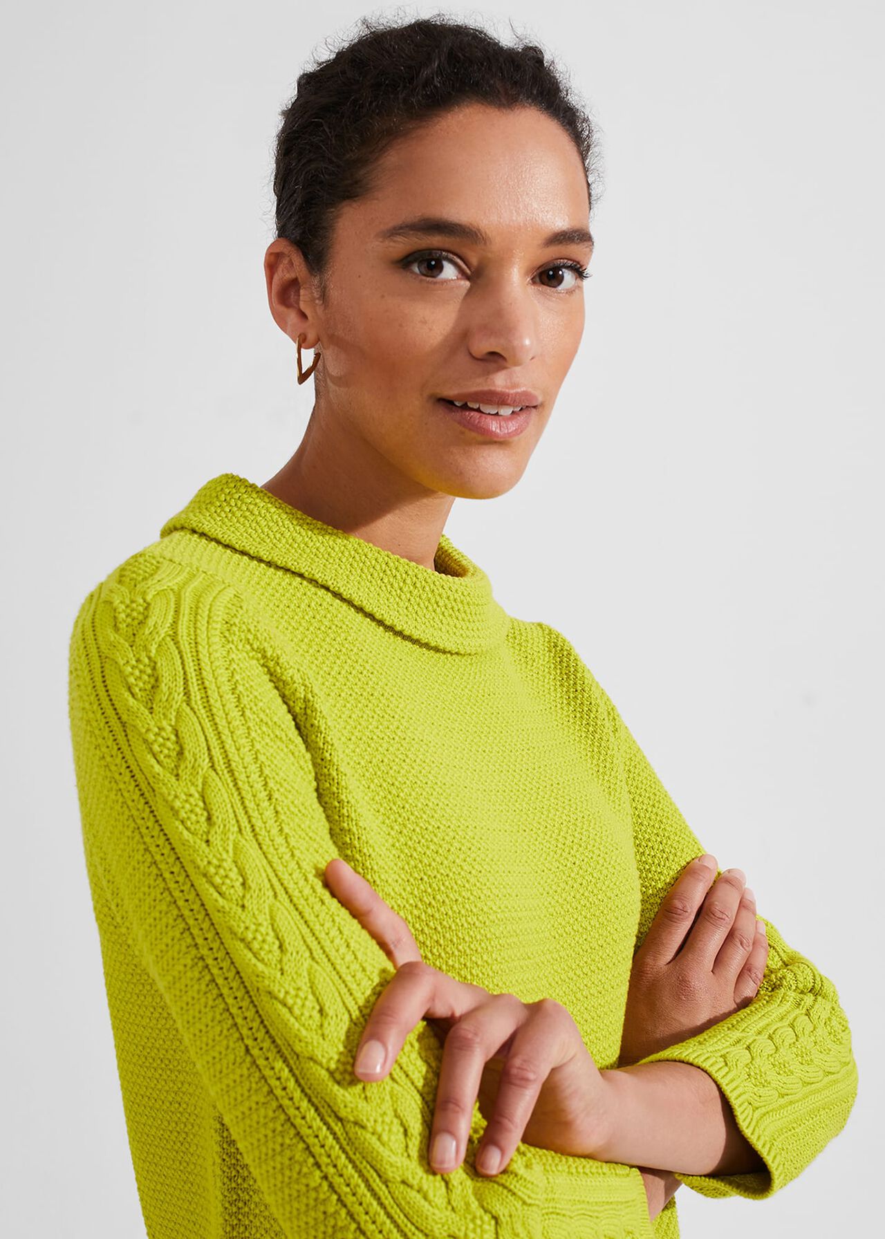 Camilla Cable Sweater, Lime, hi-res