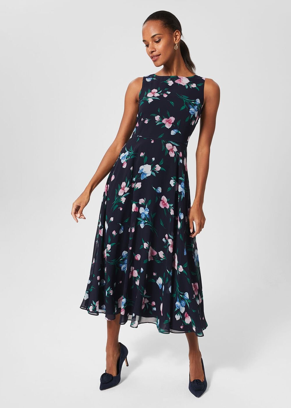 Petite Carly Floral Dress, Navy Multi, hi-res