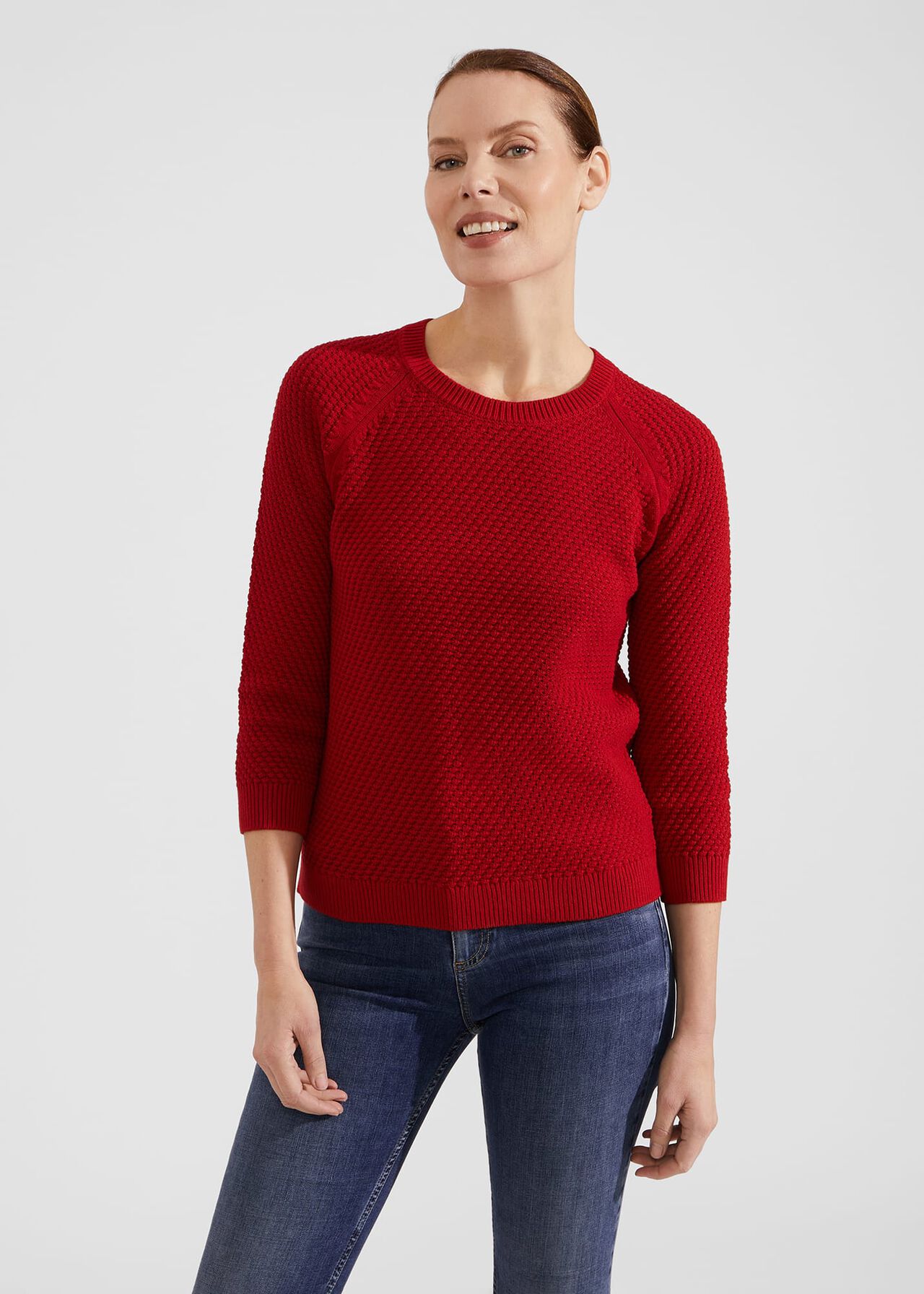 Lucie Cotton Sweater, True Red, hi-res