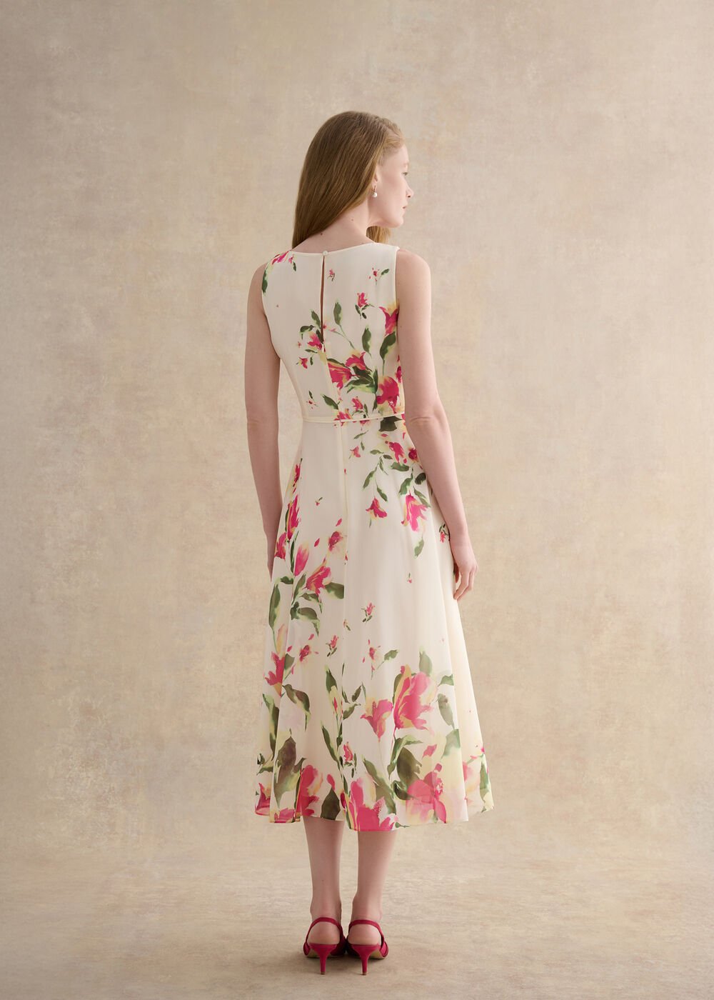 Petite Floral Carly Dress, Cream Multi, hi-res