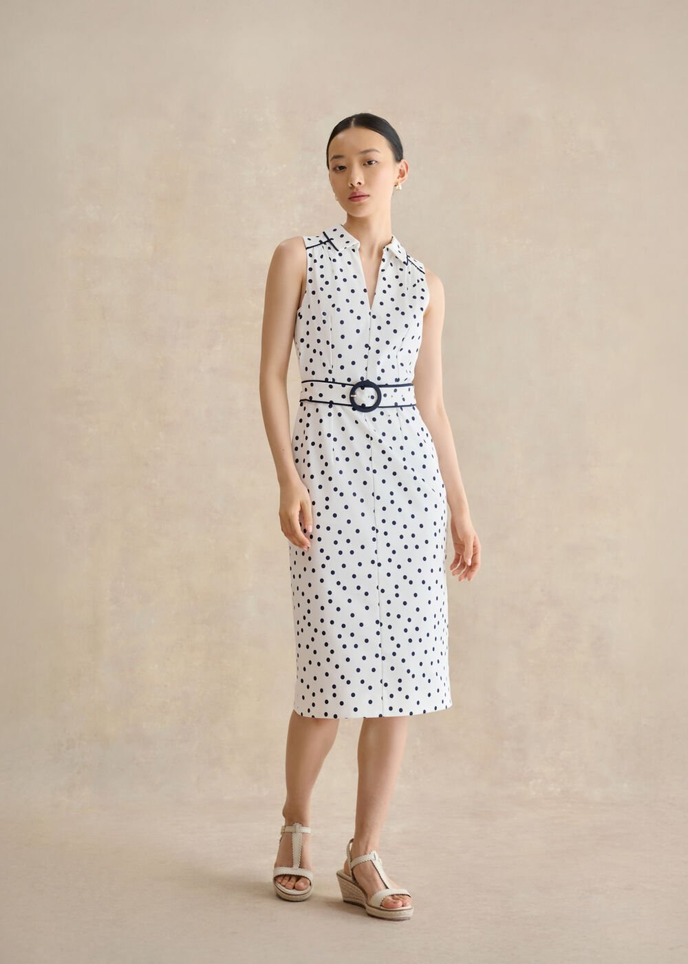 Nancy Spot Shift Dress, Ivory Midnight, hi-res