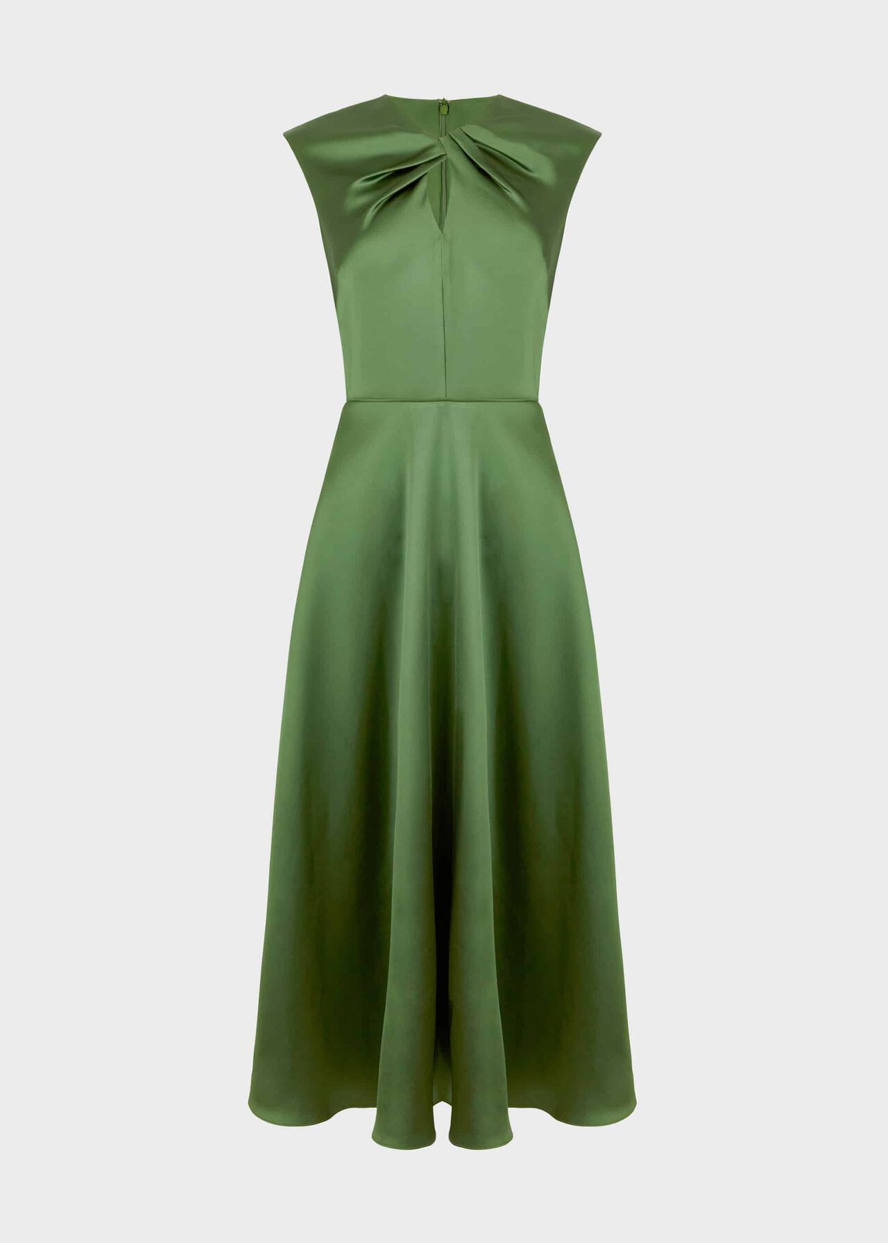 Cassandra Twist Neck Satin Dress Fern Green