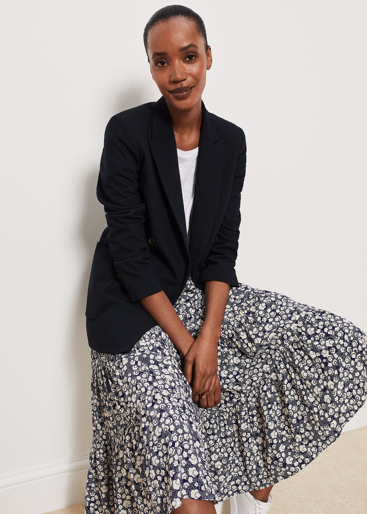 Cavendish Skirt, Navy Buttrcream, hi-res