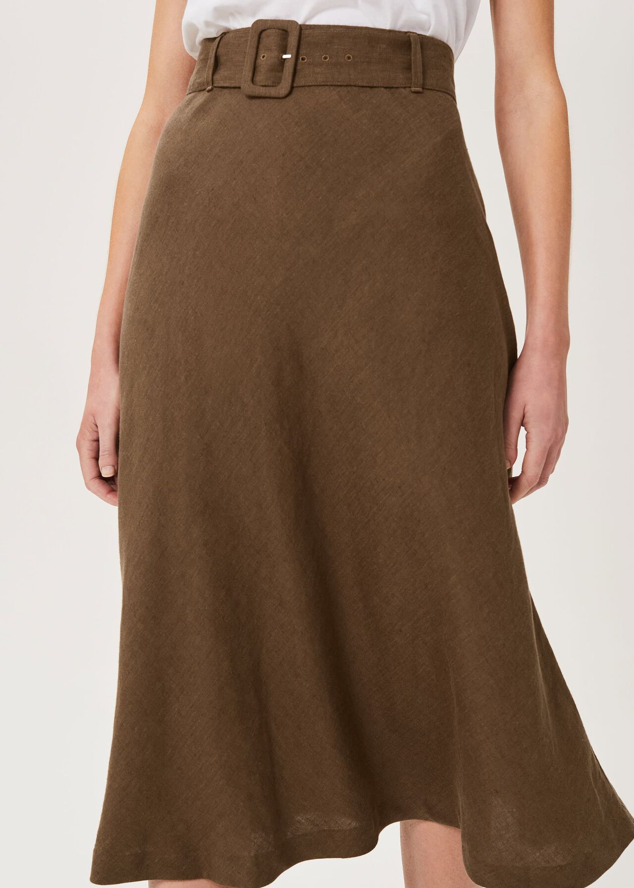 Josephine Linen Skirt, Brown, hi-res