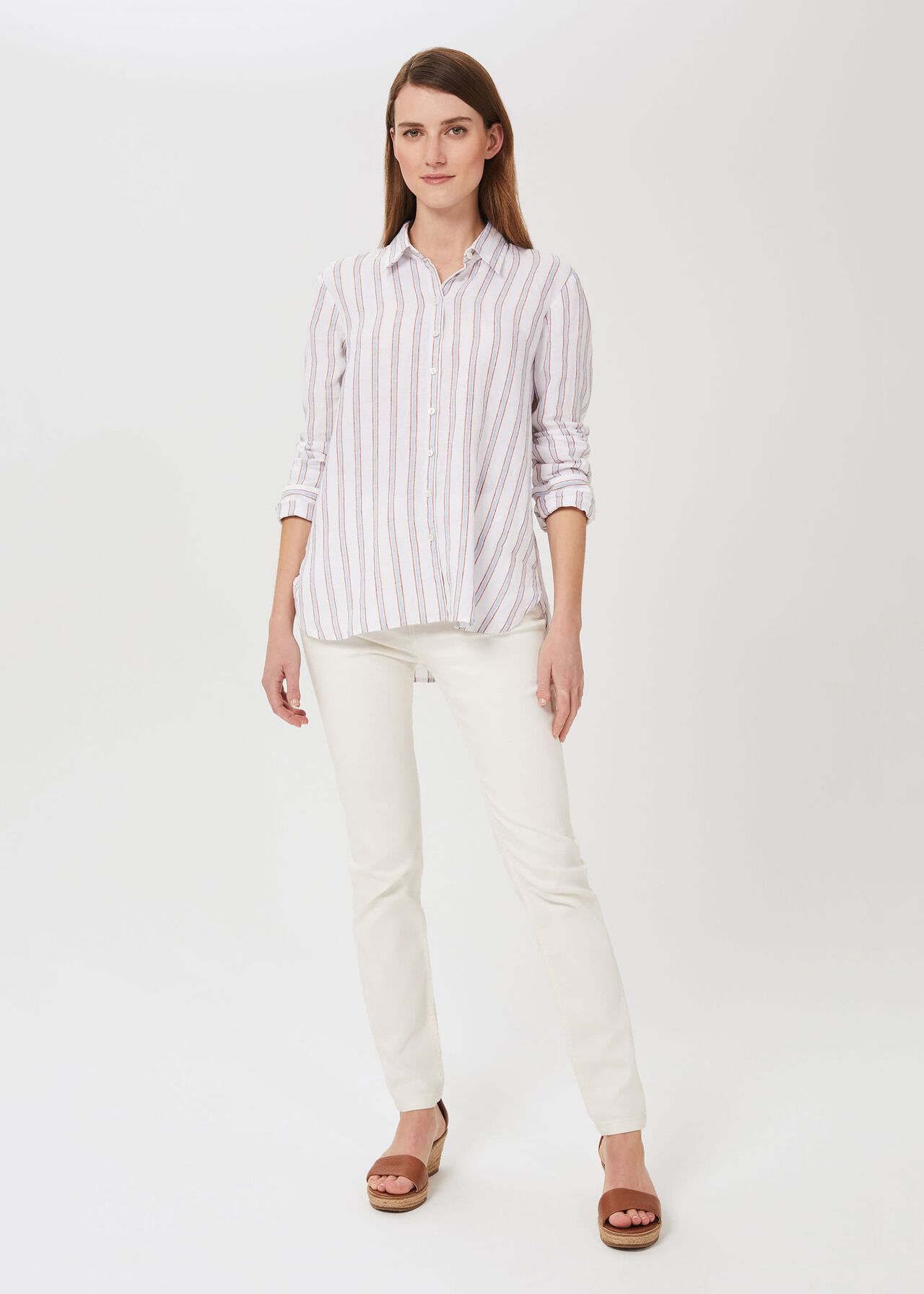 Steph Linen Shirt, Ivory Multi, hi-res