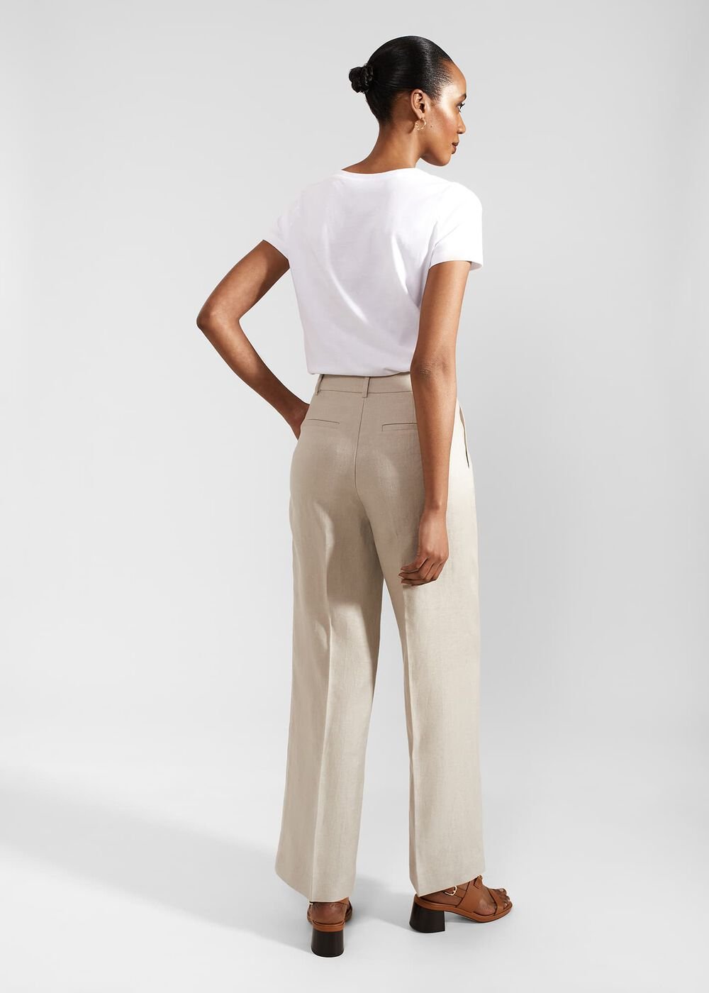 Roberta Wide Linen Pants, Neutral, hi-res
