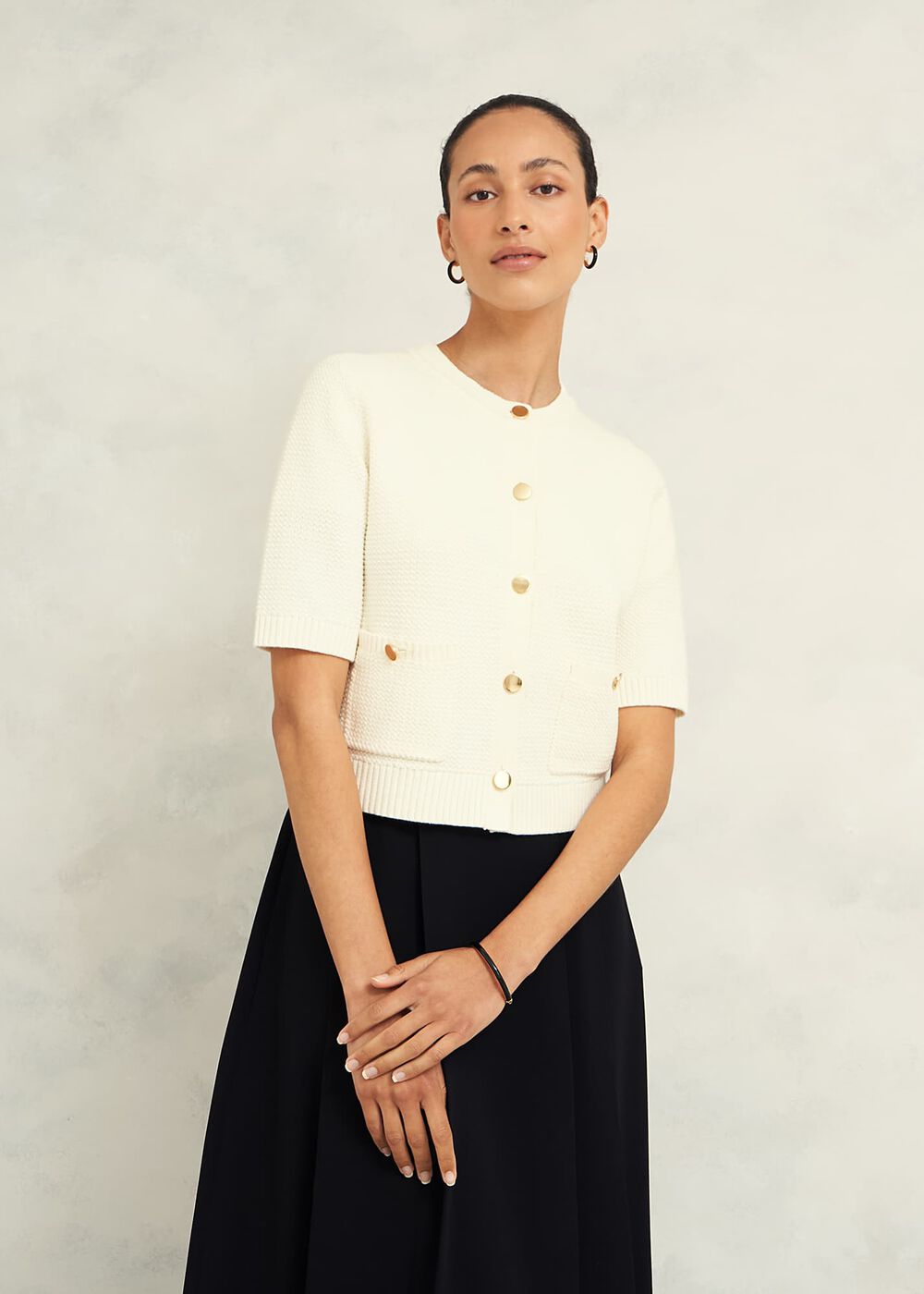 Emily Cotton Cardigan, Warm Ivory, hi-res