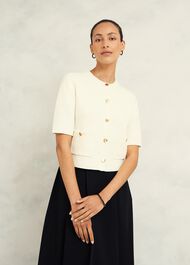 Emily Cotton Cardigan, Warm Ivory, hi-res
