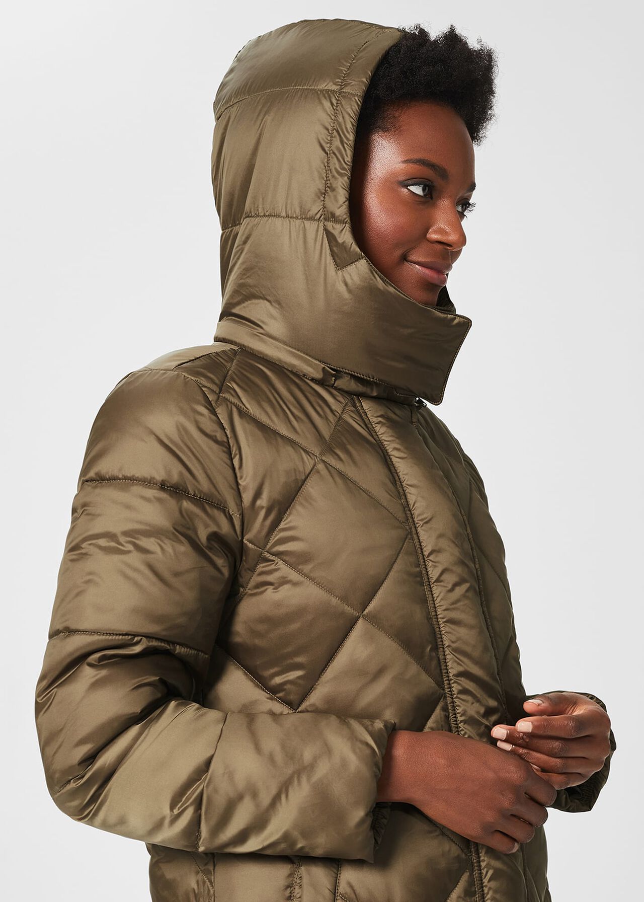 Avril Water Resistant Puffer Jacket, Dark Sand, hi-res