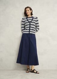 Midnight Navy Ranworth Cotton Blend Culotte, Midnight, hi-res