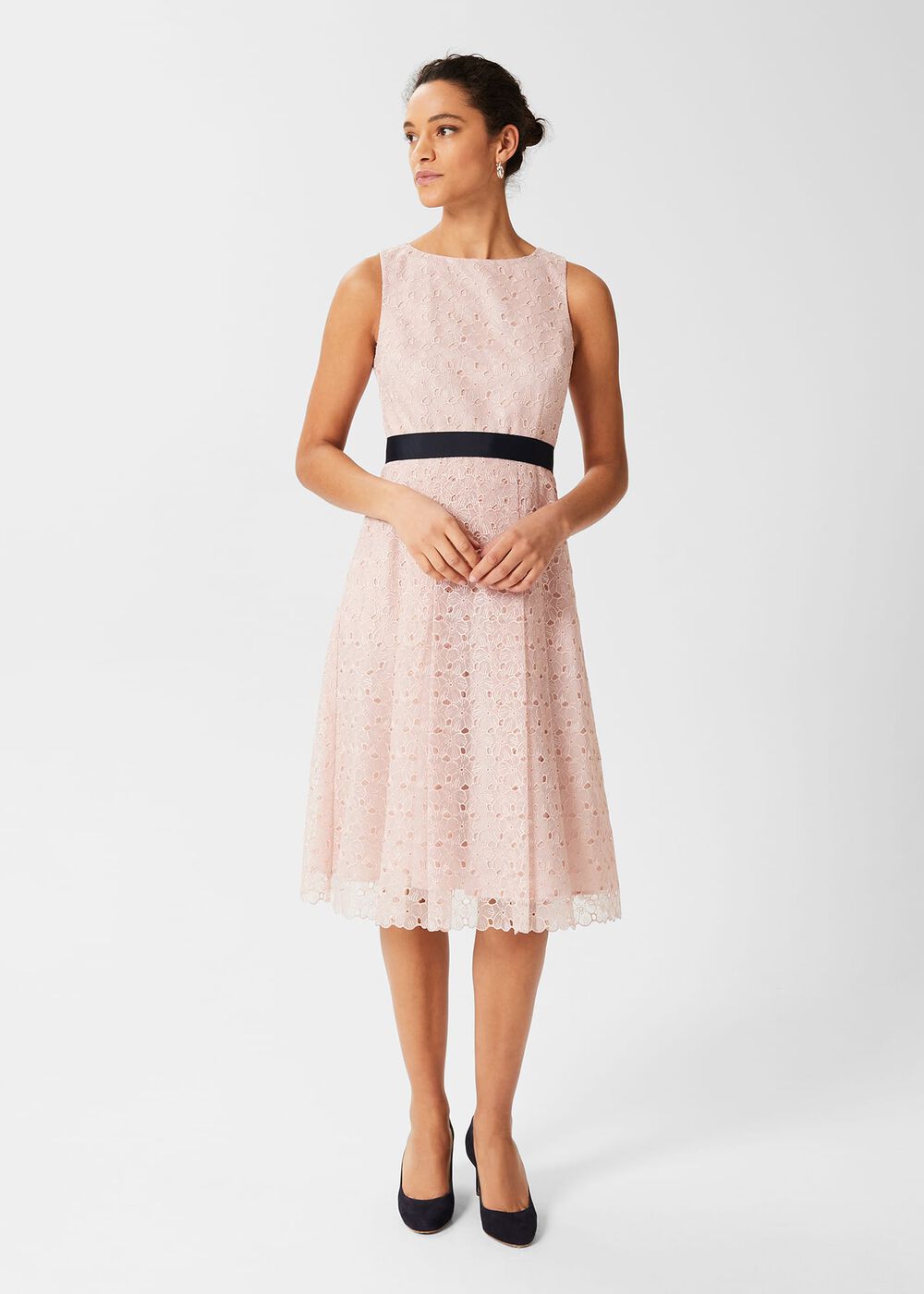 Iris Embroidered Fit And Flare Dress, Blush Pink, hi-res