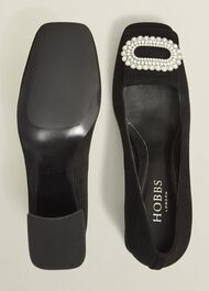 Lexia Suede Jewelled Courts, Black, hi-res
