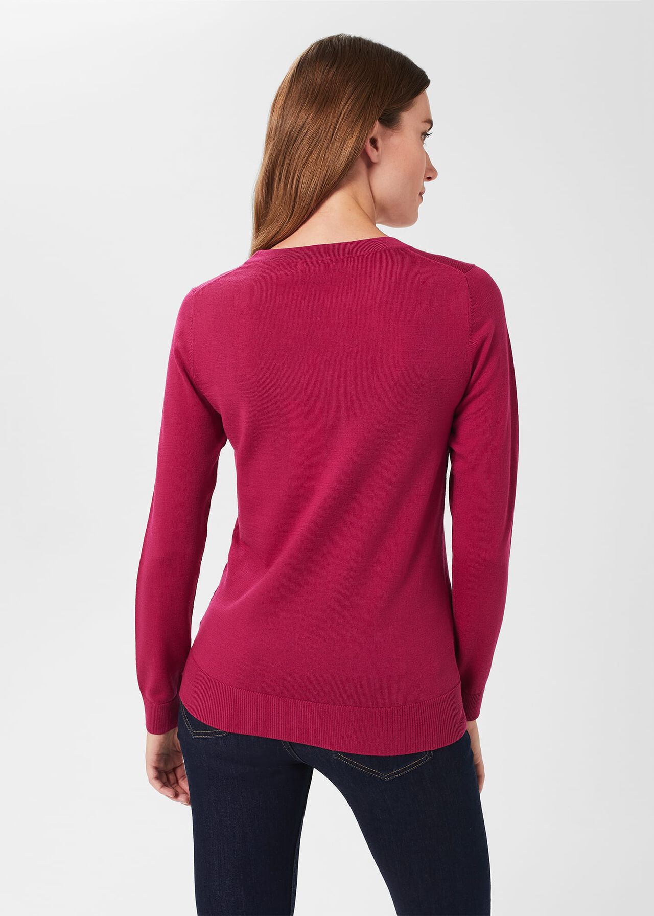 Penny Merino Jumper, Rich Berry Red, hi-res