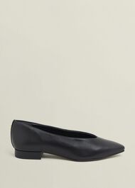 Asher Leather Ballerinas, Black, hi-res