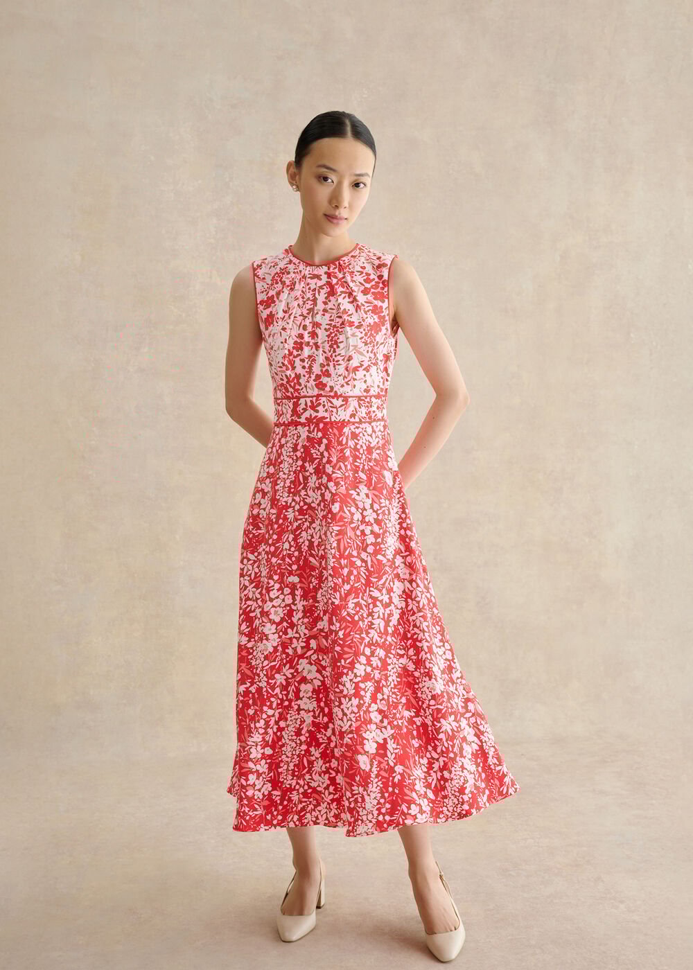 Petite Maddie Dress, Red Ivory, hi-res
