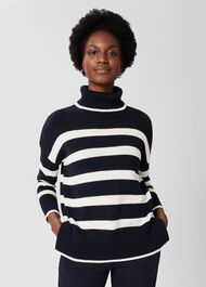 Marie Striped Jumper, Navy Ivory, hi-res