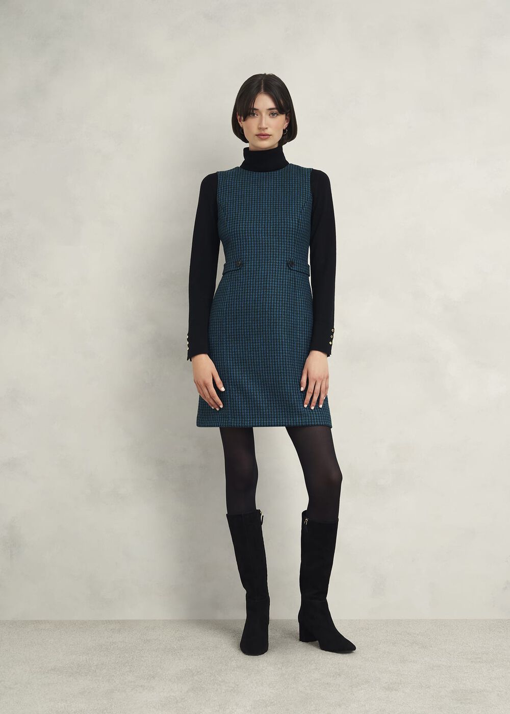 Petite Sariah Wool Dress, Green Multi, hi-res