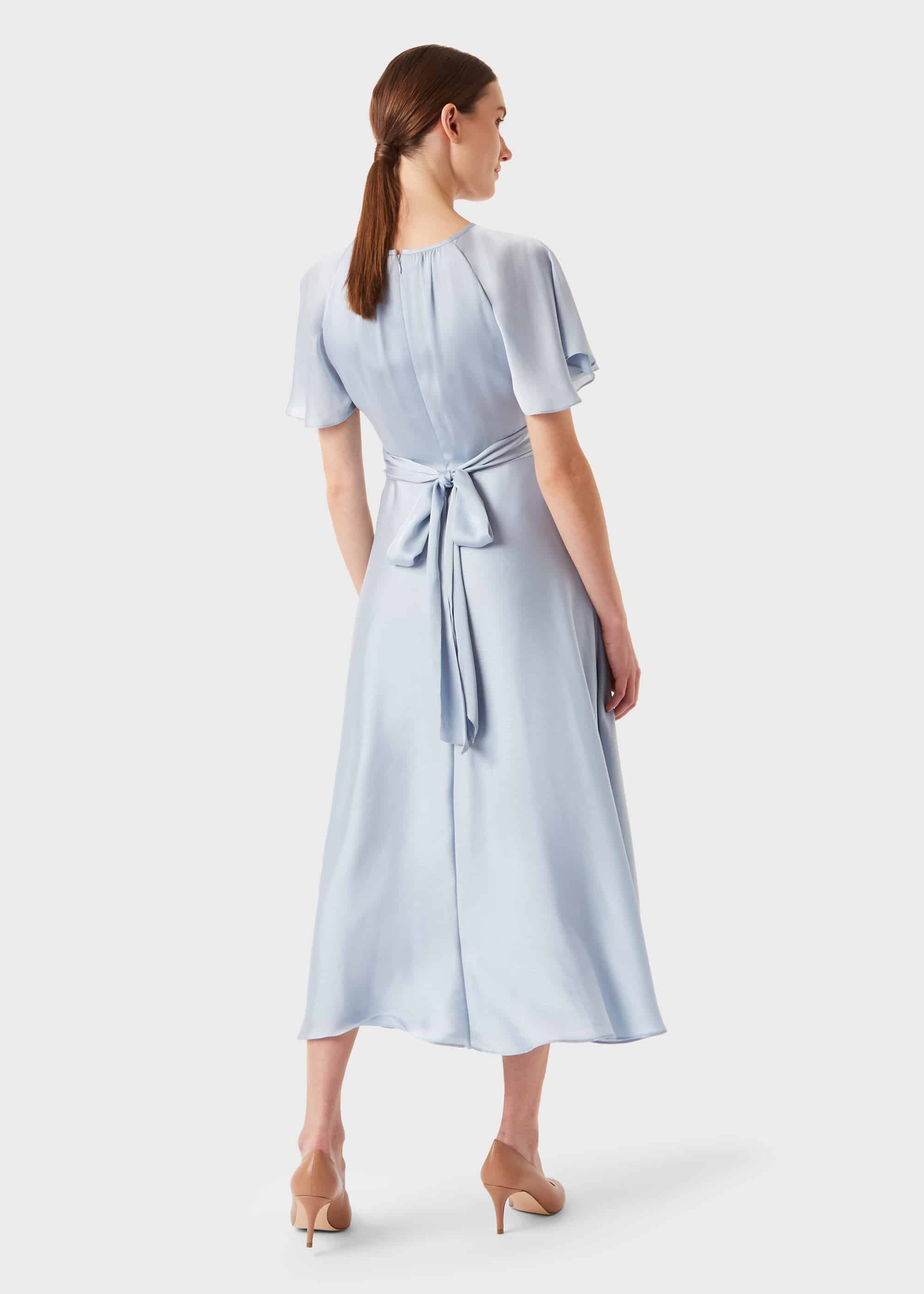 pale blue fit and flare dress