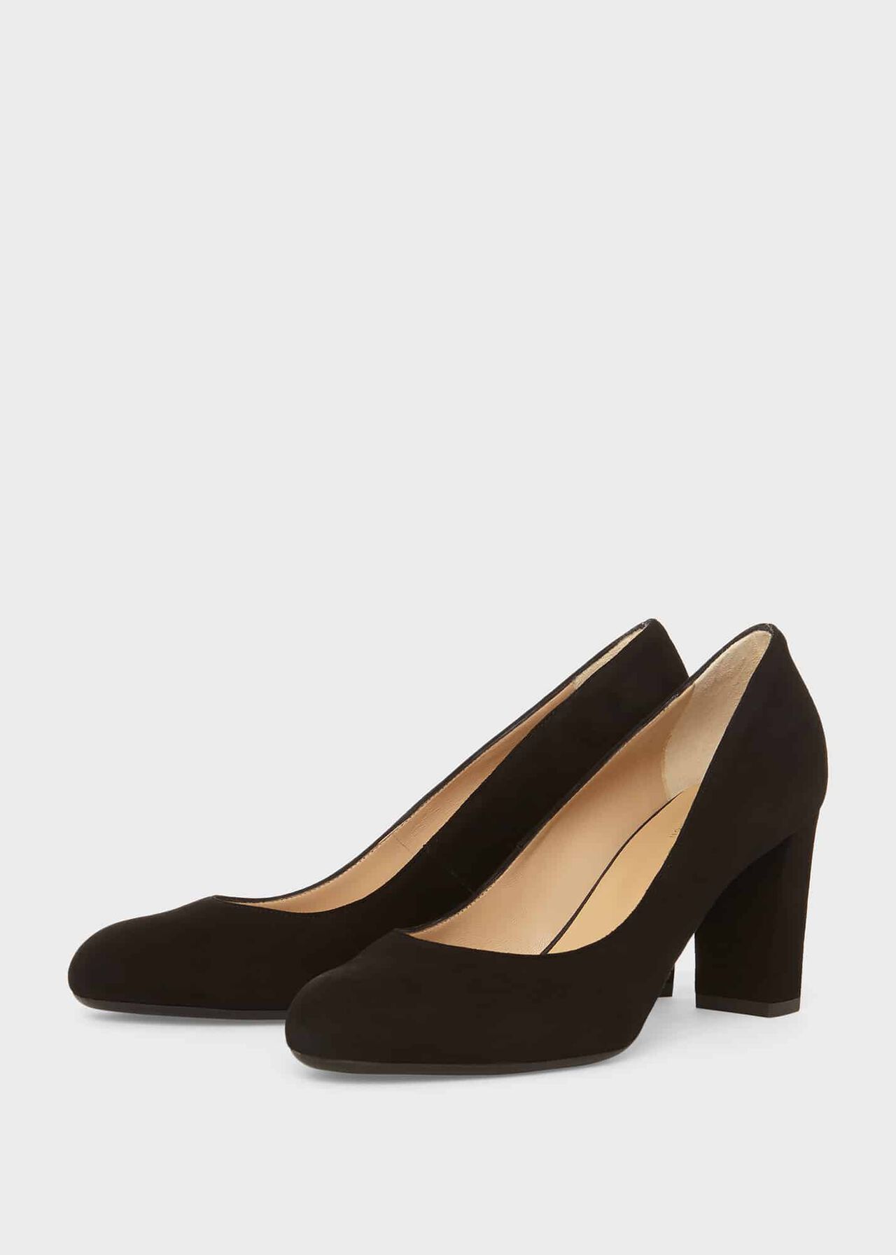 Sonia Suede Block Heel Court Shoes, Black, hi-res