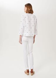 Nita Linen Shirt, White Navy, hi-res