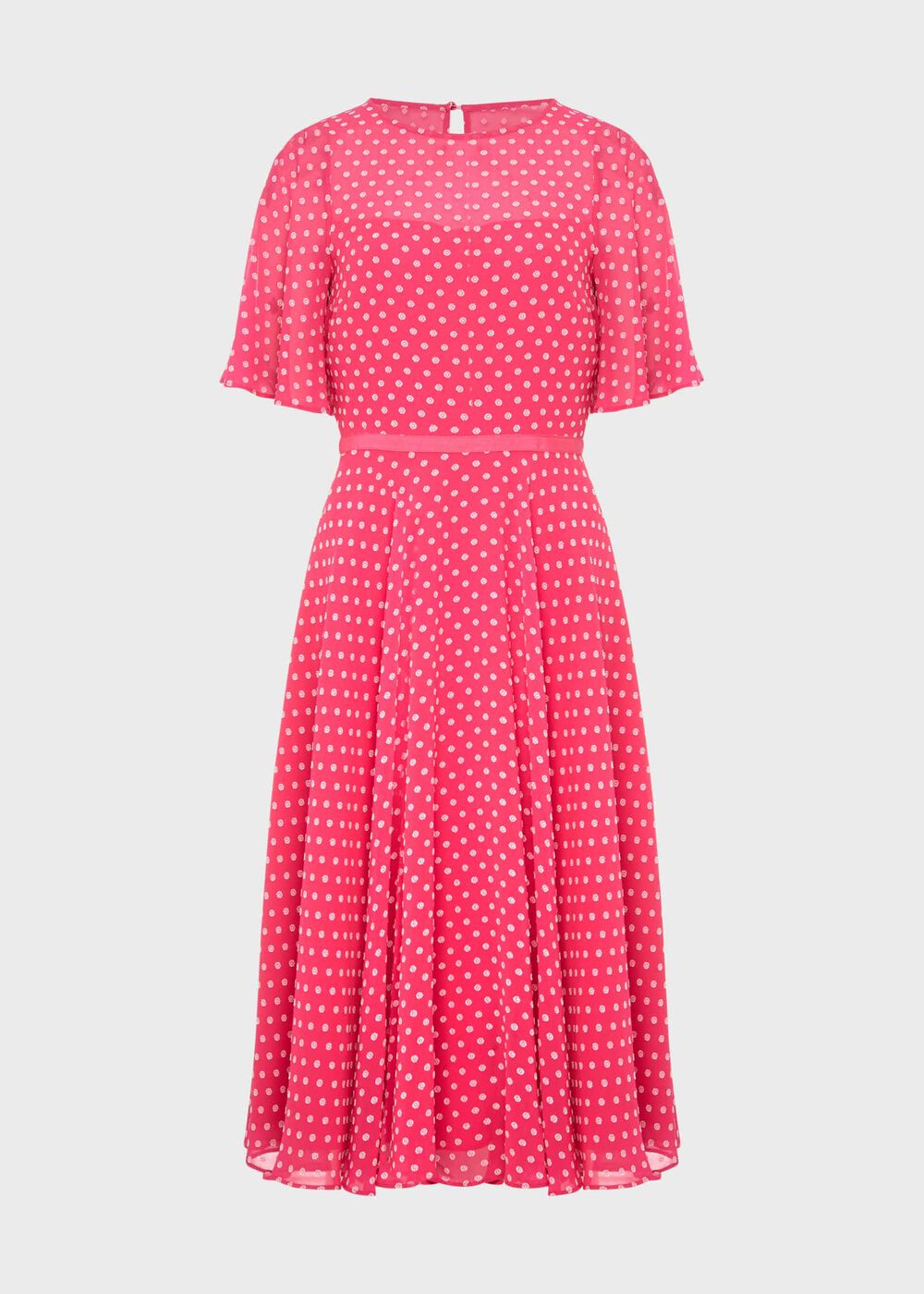 Eleanor Spot Fit And Flare Dress, Pink Ivory, hi-res