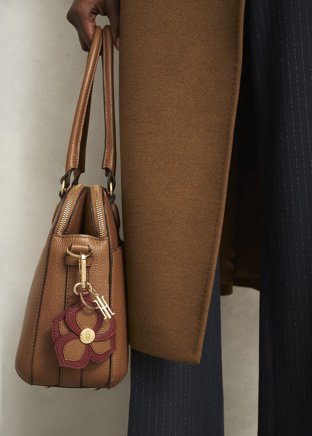 Vivian Flower Bag Charm, Tan Beryl Red, hi-res
