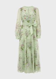 Leia Silk Fit And Flare Dress, Green Multi, hi-res
