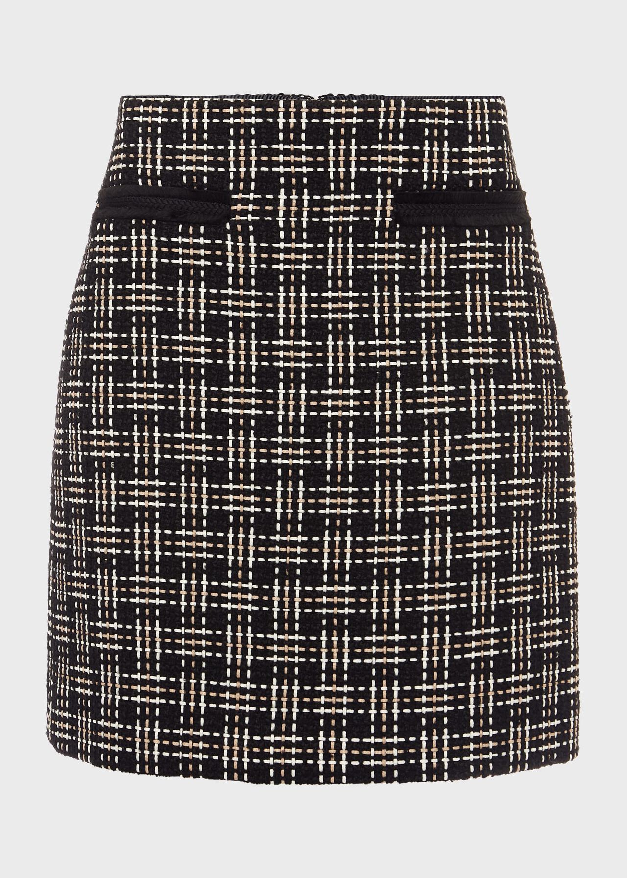 Alexis Tweed Aline Skirt, Black Ivory, hi-res