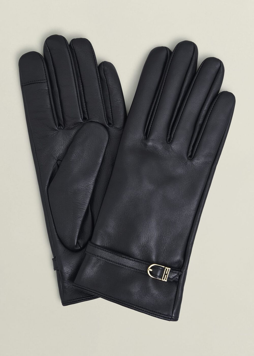 Lillia Leather Gloves, Black, hi-res