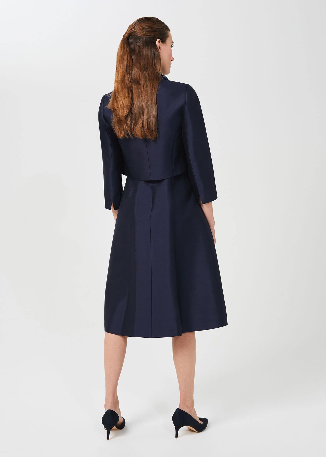 Christie Silk Wool Jacket, Navy, hi-res