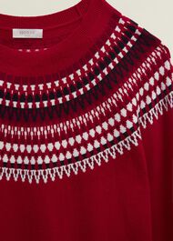 Greta Fairisle Jumper With Cashmere, Red Multi, hi-res