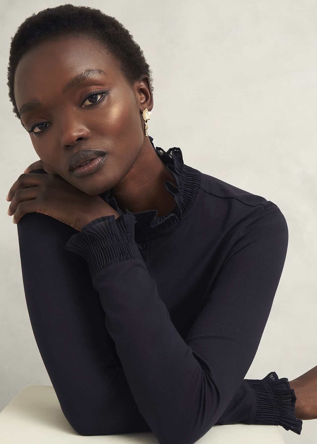 Sera Frill Top, Hobbs Navy, hi-res