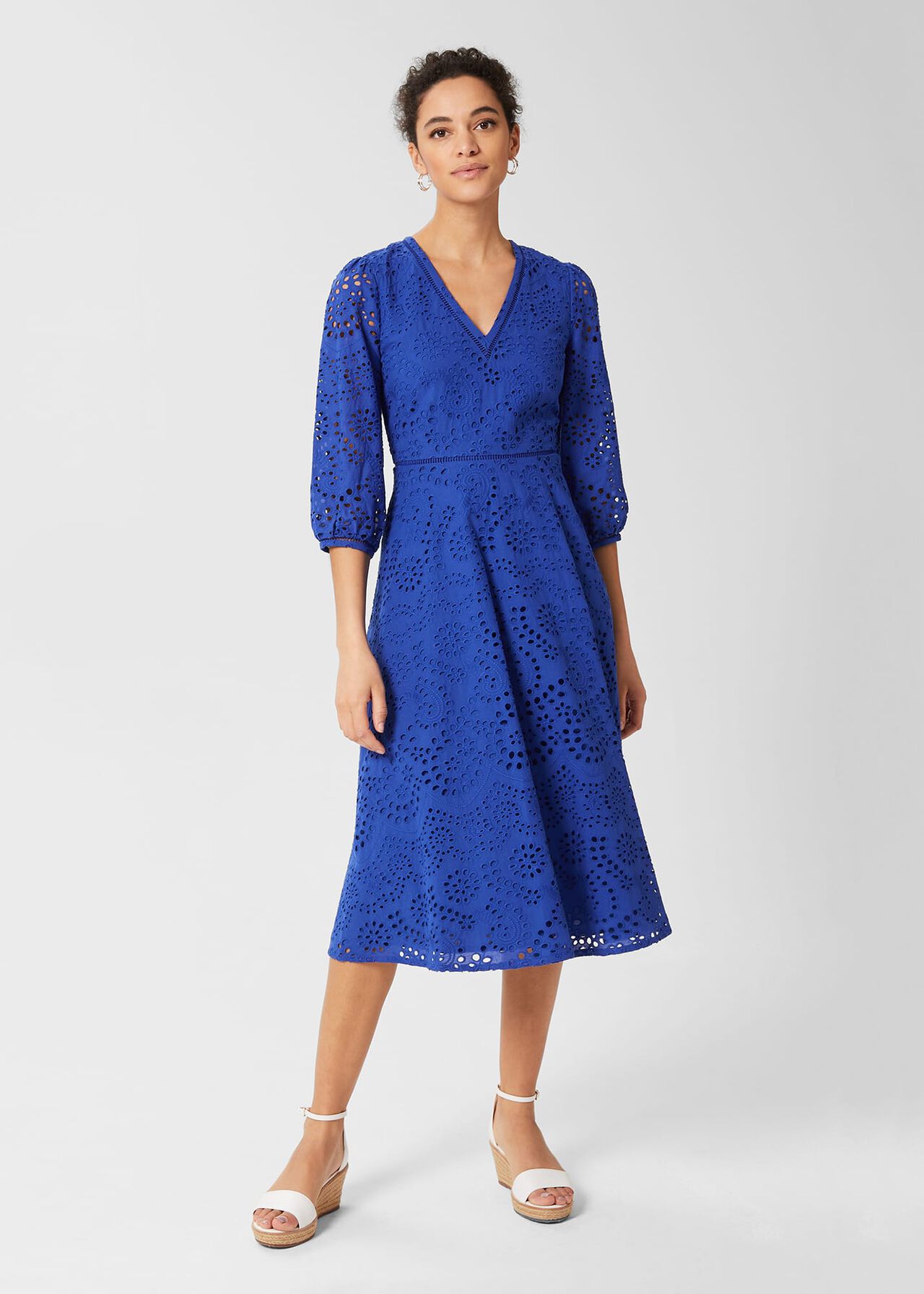 Rhea Broderie Dress, Cobalt Blue, hi-res