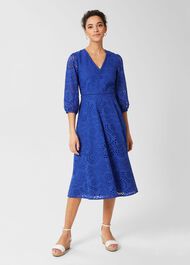 Rhea Broderie Dress, Cobalt Blue, hi-res