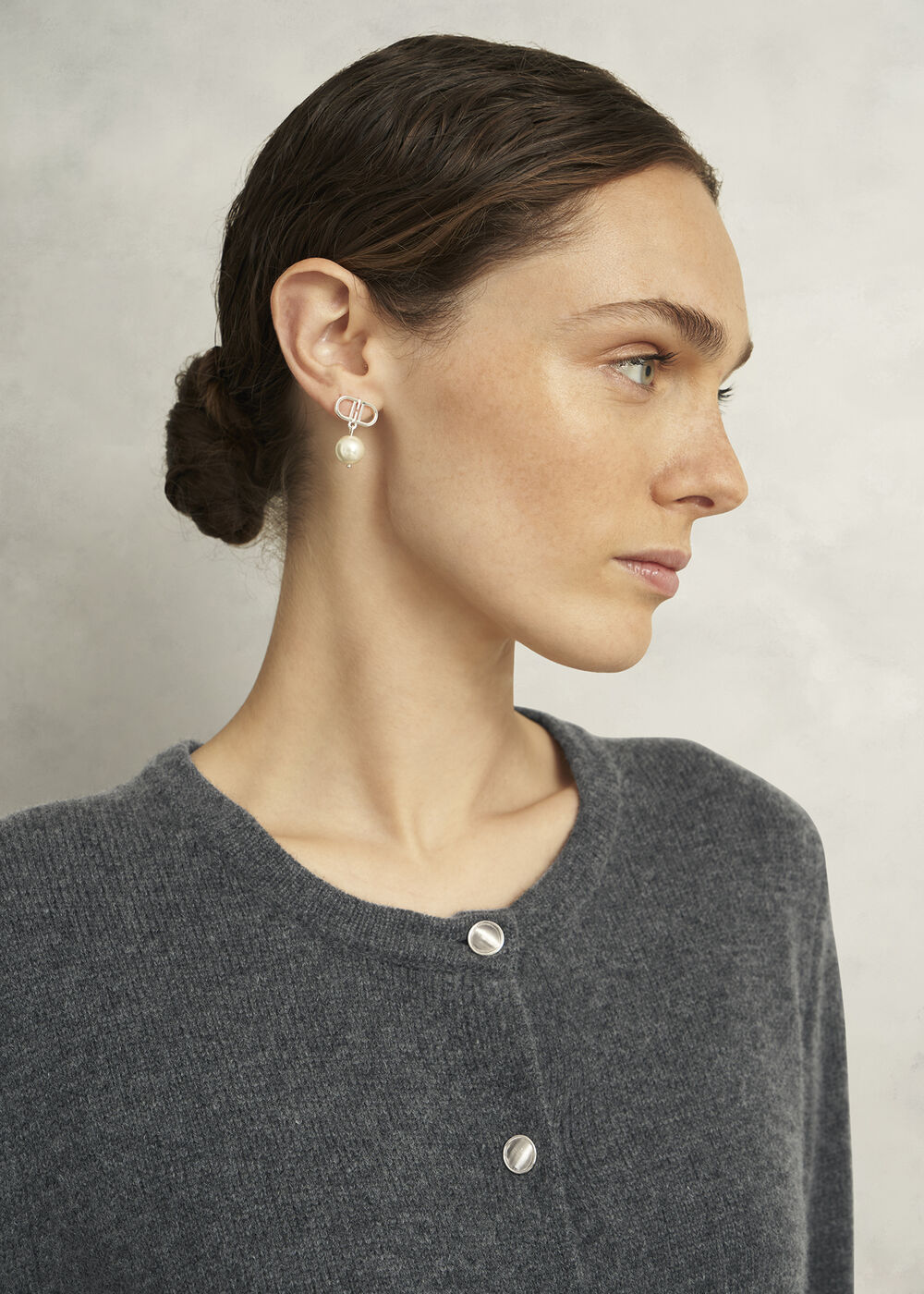 Lulah Wool Blend Fur Collar Knitted Cardigan, Charcoal Grey, hi-res