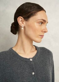 Lulah Wool Blend Fur Collar Knitted Cardigan, Charcoal Grey, hi-res