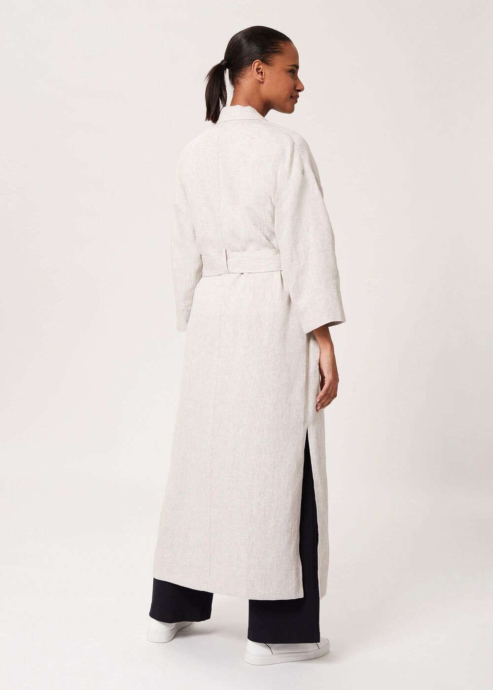 Maeve Linen Wrap Trench Coat, Neutral, hi-res