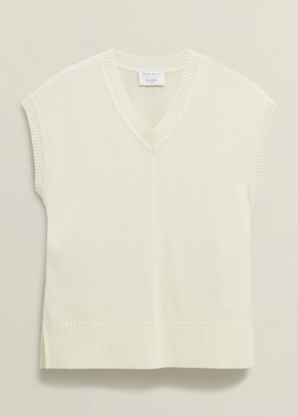 Brooksfirth Wool Cashmere Knitted Vest , Warm Ivory, hi-res