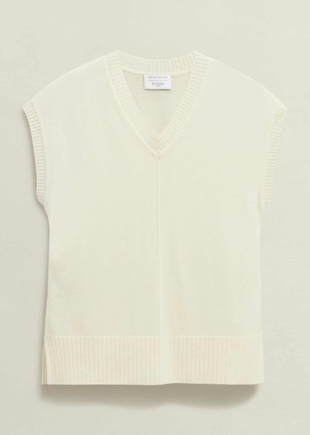 Brooksfirth Wool Cashmere Knitted Vest , Warm Ivory, hi-res