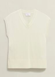Brooksfirth Wool Cashmere Knitted Vest , Warm Ivory, hi-res