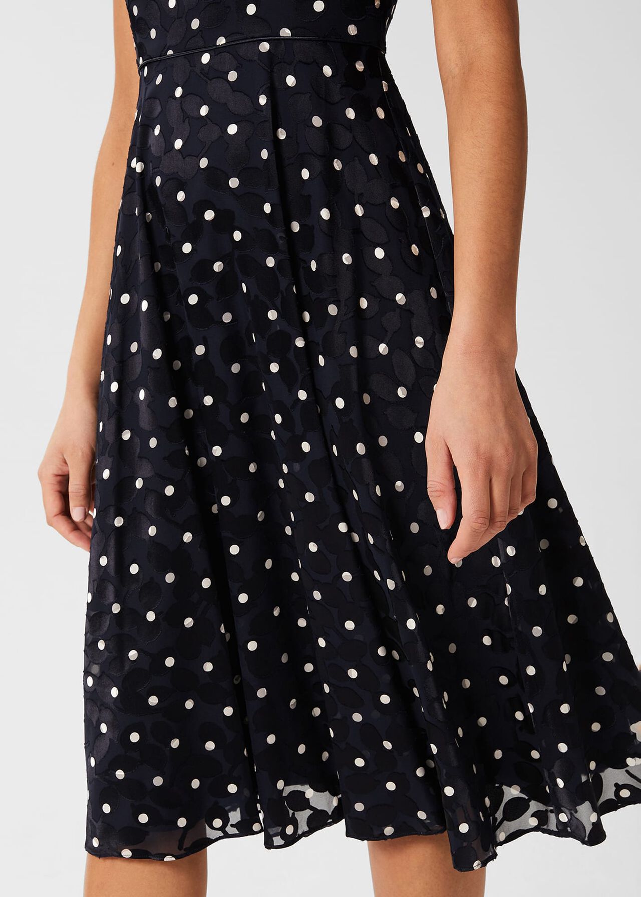 Adeline Spot Fit And Flare Dress, Navy Ivory, hi-res